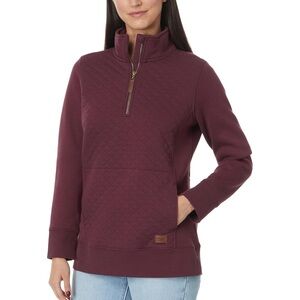 Quilted Sweatshirt 1/4 Zip Pullover Long Sleeve SM